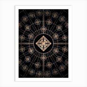 Geometric Glyph Radial Array in Glitter Gold on Black n.0123 Art Print