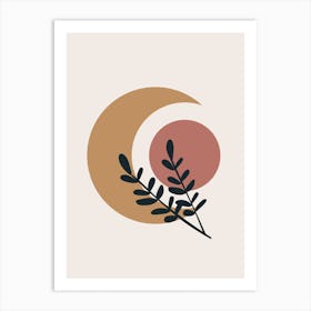 Moon And Leaf Art Print