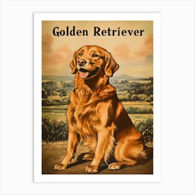 Golden Retriever Vintage Art Print