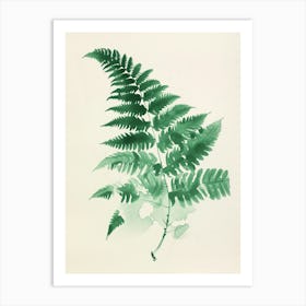 Green Ink Painting Of A Lady Fern 1 Art Print