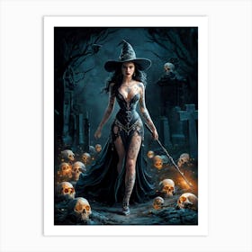 Gorgeous Sexy Young Witch with Wand Painting #5 Art Print