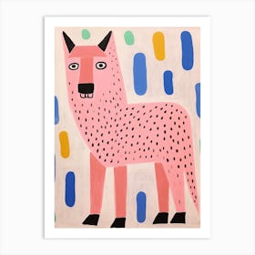 Pink Polka Dot Arctic Wolf 2 Art Print