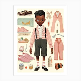 Vintage Paper Doll Boy Kitsch 3 Art Print