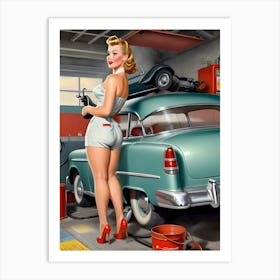 1950's Era Retro Automotive Service Station Pinup- Reimagined 1 Art Print