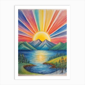 Sunrise Over Lake Art Print