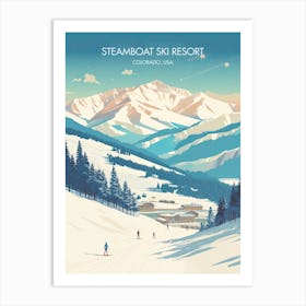 Poster Of Steamboat Ski Resort   Colorado, Usa, Ski Resort Illustration 3 Art Print