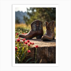 Pair Of Cowboy Boots Art Print