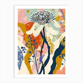 Colourful Flower Illustration Queen Annes Lace 1 Art Print