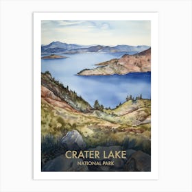 Crater Lake National Park Watercolour Vintage Travel Poster 2 Art Print