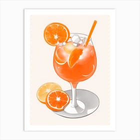 Aperol With Ice And Orange Watercolor Vertical Composition 23 Art Print