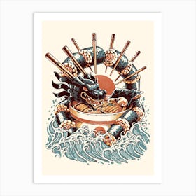 Ramen Sushi Dragon Art Print