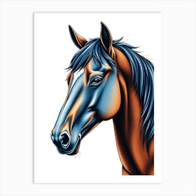 Horse Head Portrait Drawing Art Print