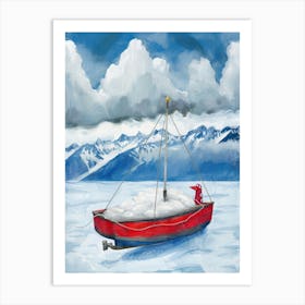 Santa'S Boat Art Print