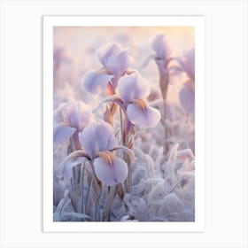 Frosty Botanical Iris 3 Art Print