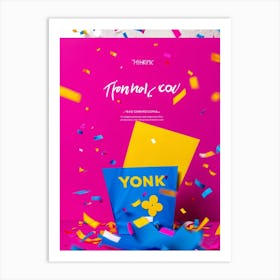 A Vibrant Graphic Design Featuring A Three Dimensional Lettering Thank You Floating Amidst Confe (7) Art Print