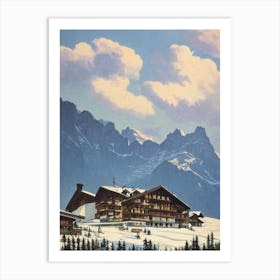 Grindelwald, Switzerland Ski Resort Vintage Landscape 1 Skiing Poster Art Print