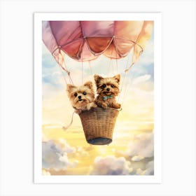 Yorkshire Terriers In Hot Air Balloon 2 Art Print