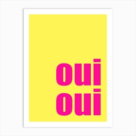 Yellow & Pink ‘Oui Oui’ Bathroom Art Print