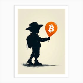 Bitcoin Boy Holding Bitcoin Art Print