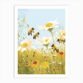 European Honey Bee Storybook Illustration 10 Art Print