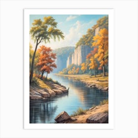 River By The Cliffs Art Print