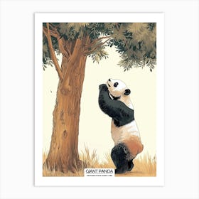 Giant Panda Scratching Its Back Against A Tree Poster 3 Art Print