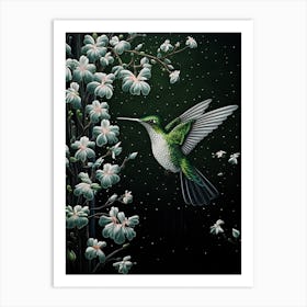 Ohara Koson Inspired Bird Painting Hummingbird 4 Art Print