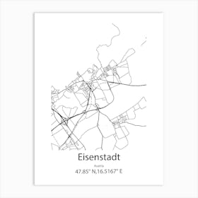 Eisenstadt,Austria Minimalist Map Art Print