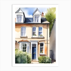 Watercolor Of A Three-story House Art Print