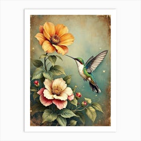 Ummingbird & Flower Art Print