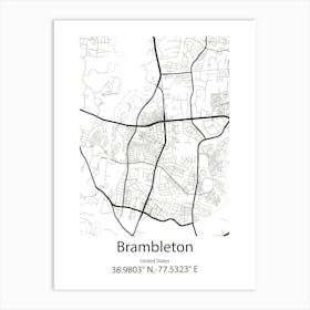 Brambleton,United States Minimalist Map 1 Art Print