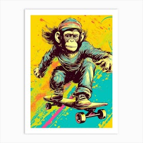 Monkey Skateboarding Art Print