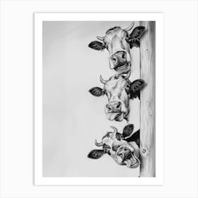 Cows On A Pole Art Print