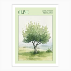 Olive Tree Atmospheric Watercolour Painting 3 Poster Art Print