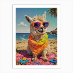 Llama On The Beach 3 Art Print