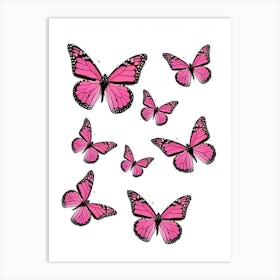 Pink Butterflies 1 Art Print