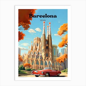 Barcelona Spain 3 Travel Poster 3 4 Resize Art Print