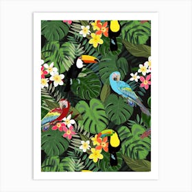 Tropical Forest Birds Art Print