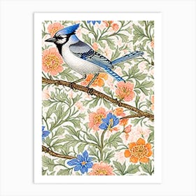 Blue Jay 2 William Morris Style Bird Art Print