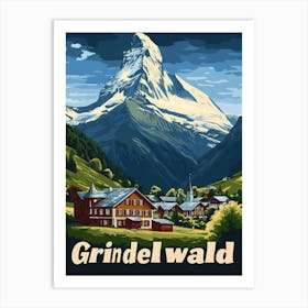 Aihrgdesign A Vintage Travel Poster Of Grindelwald Featuring 1 Art Print