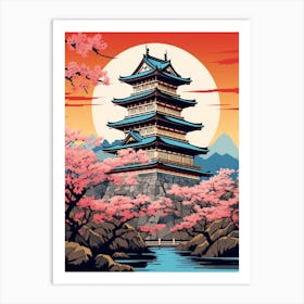 Matsumoto Castle, Japan Vintage Travel Art 2 Art Print