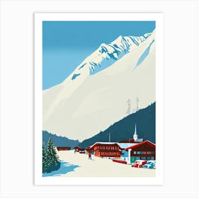 Sölden, Austria Midcentury Vintage Skiing Poster Art Print