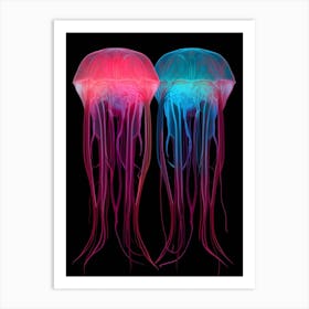 Moon Jellyfish Neon Illustration 1 Art Print