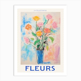 French Flower Poster Rose Art Print