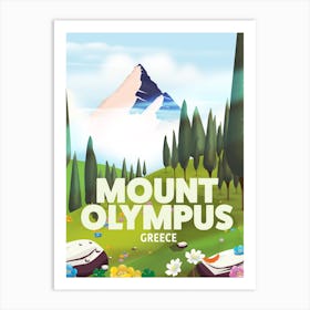Mount Olympus Greece Travel poster Art Print