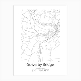 Sowerby Bridge,United Kingdom Minimalist Map Art Print