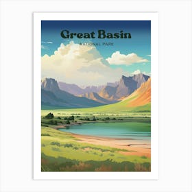 Great Basin Nevada Hiking Modern Travel Illustration Art Print