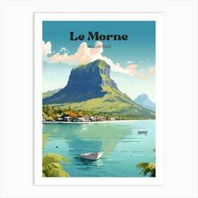 Le Morne Mauritius Lakeview Travel Illustration Art Print