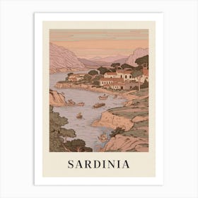 Sardinia Vintage Pink Italy Poster Art Print