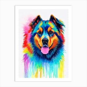 Norwegian Buhund Rainbow Oil Painting Dog Art Print